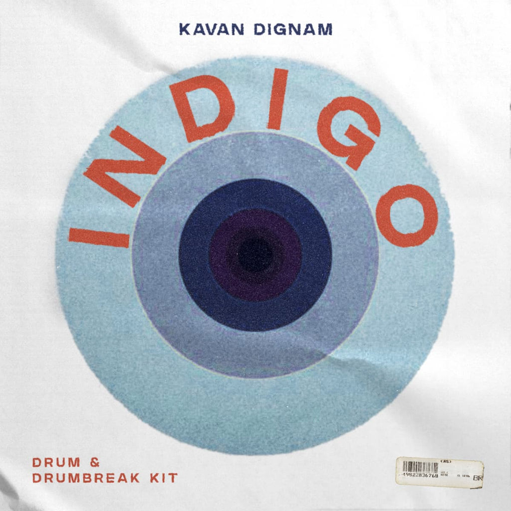 INDIGO drum break and drum kit cover art — raw drum samples by Kavan Dignam